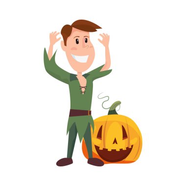 Cadılar Bayramı karakter kostüm vektör çizim çocuk 