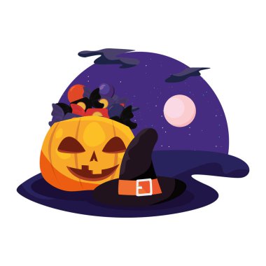 halloween cadı şapka kabak gece şekerler