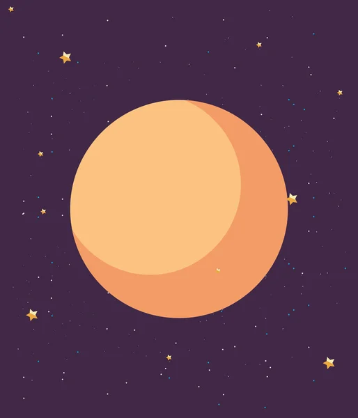 Noche luna estrellas paisaje — Vector de stock
