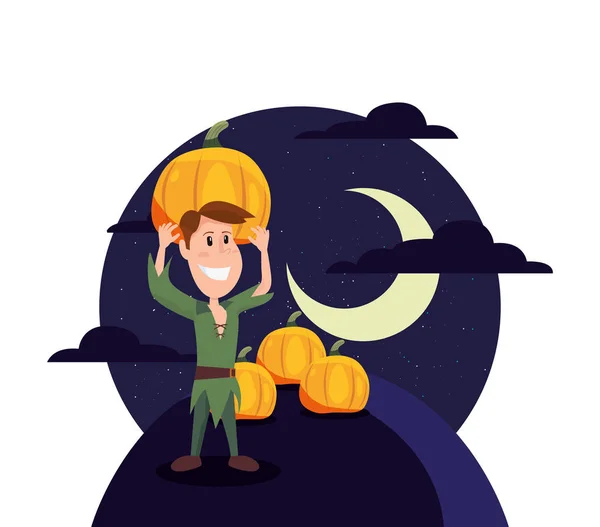 Enfant en costume de caractère halloween — Image vectorielle