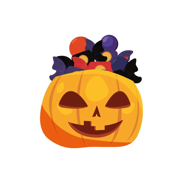Halloween pumpkin sweet candies decoration — Stock Vector