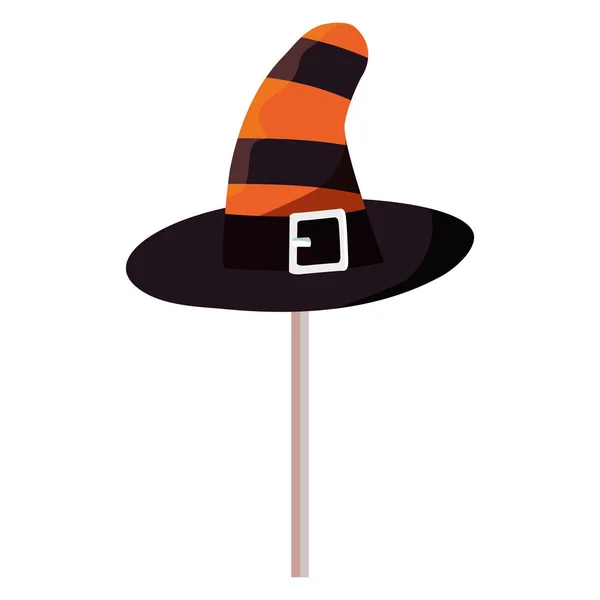 Happy halloween witch hat on stick — Stock Vector