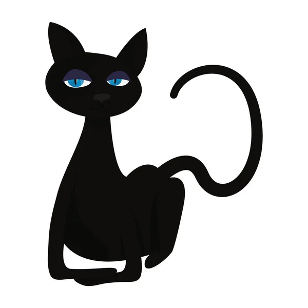 Fekete macska fehér háttér — Stock Vector