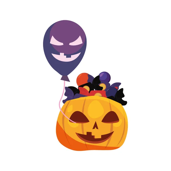 Halloween citrouille abd ballon bonbons fête — Image vectorielle