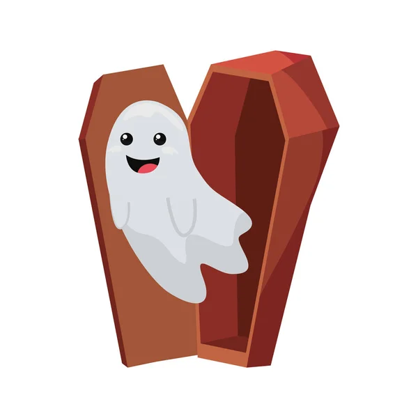 Carino fantasma coming out bara festa di Halloween — Vettoriale Stock