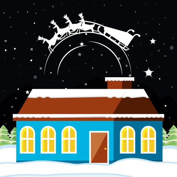 Snowscape com casa de Natal —  Vetores de Stock
