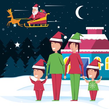 mutlu aile kutlama Noel içinde ev