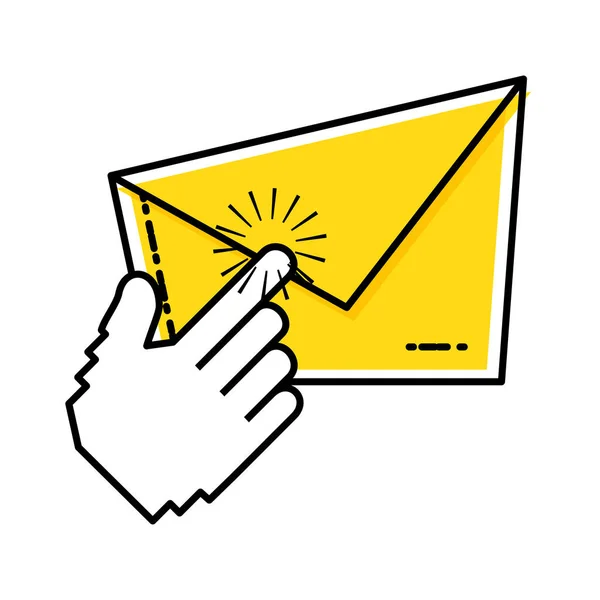 Poštovní obálky s dotekem ruky — Stockový vektor