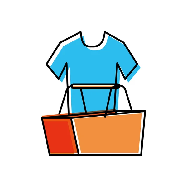 Cesta de compras com camisa masculina — Vetor de Stock