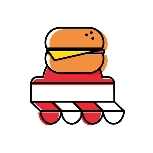 Sonnenschirmladen mit Hamburger Fast Food — Stockvektor