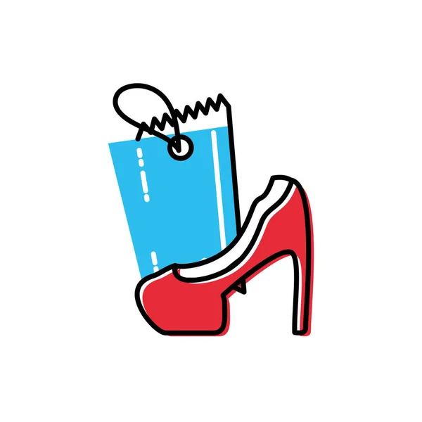 Heel shoe of female with tag commercial — Stock Vector