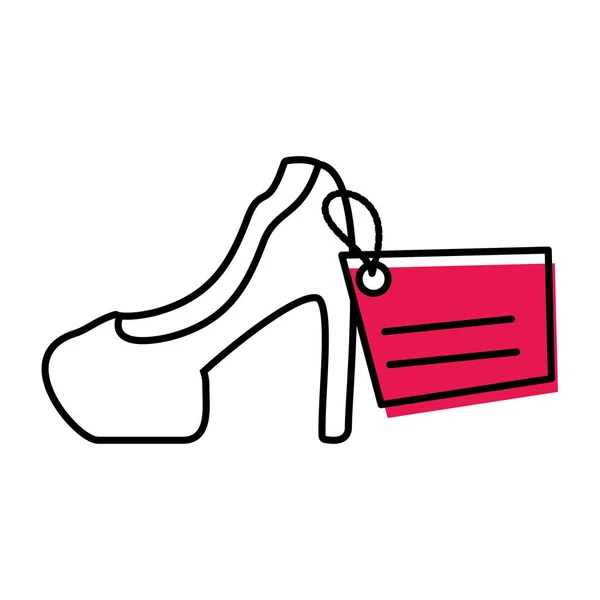 Hak schoen van vrouw met tag commerciële — Stockvector