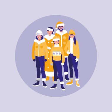 Grup aile ile Noel giysileri