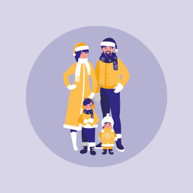 Grup aile ile Noel giysileri