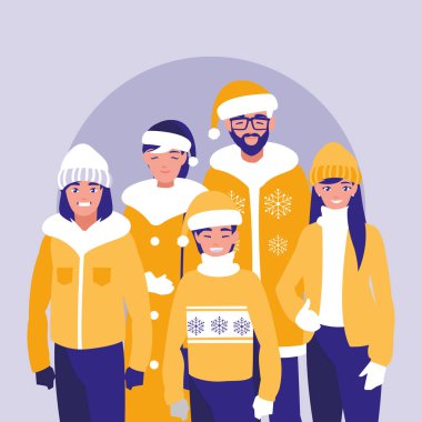 Grup aile ile Noel giysileri