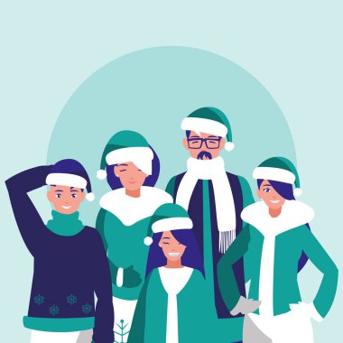 Grup aile ile Noel giysileri