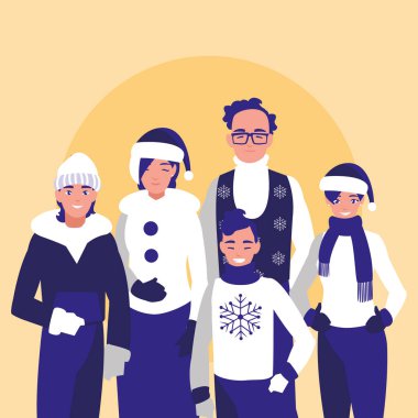 Grup aile ile Noel giysileri