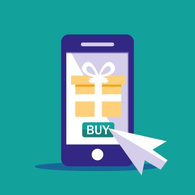 smartphone ve hediye kutusu ile mevcut alışveriş online