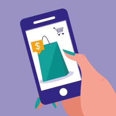 El ve online alışveriş ile smartphone