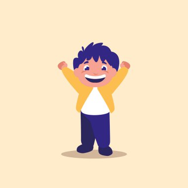 Eller yukarı olan şirin küçük çocuk