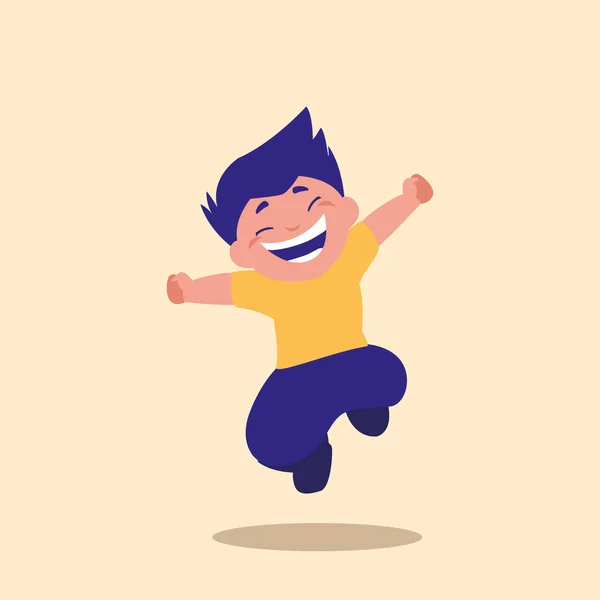 Lindo niño saltando carácter avatar — Vector de stock