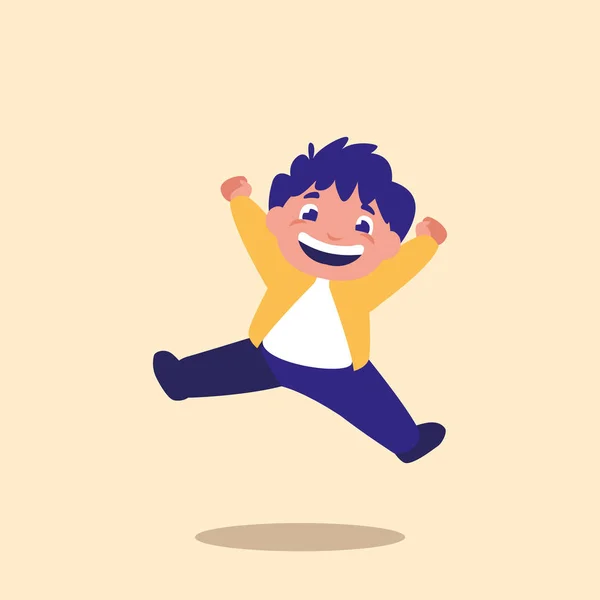 Lindo niño saltando carácter avatar — Vector de stock