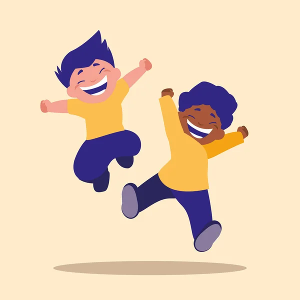 Lindo niños saltando carácter avatar — Archivo Imágenes Vectoriales