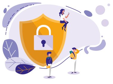 Mini insanlar ve asma kilit ile kalkan