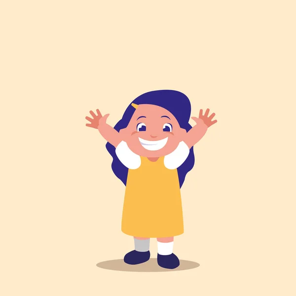 Милая маленькая девочка с поднятыми руками — стоковый вектор