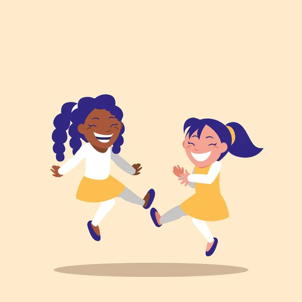 Милі маленькі дівчата, що святкують персонажа аватара — стоковий вектор