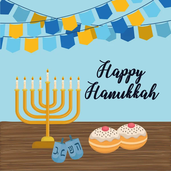 Feliz cartão hanukkah com lustre —  Vetores de Stock