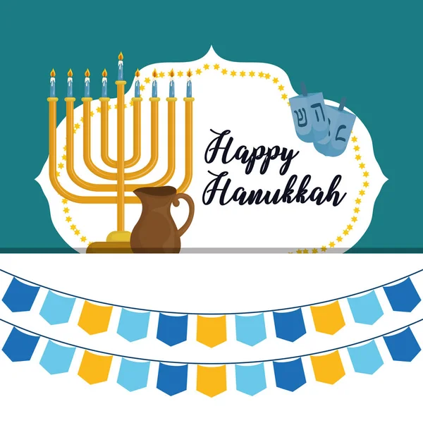 Ícones de celebração feliz hanukkah — Vetor de Stock