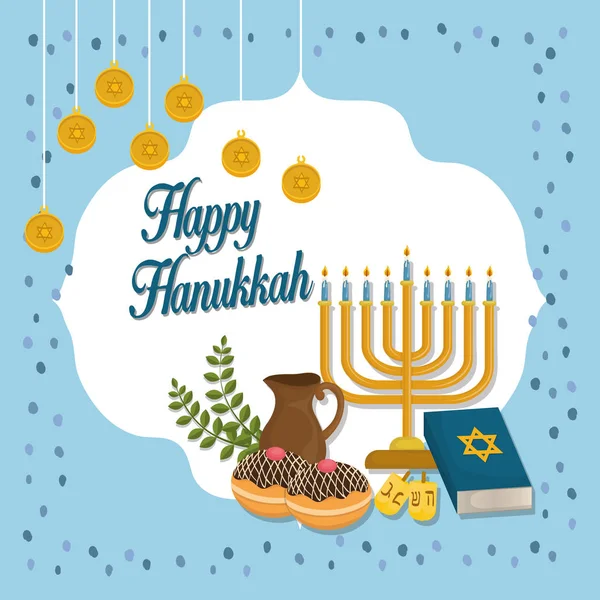 Iconos de celebración feliz hanukkah — Archivo Imágenes Vectoriales