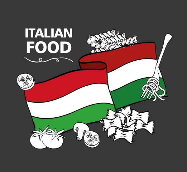 Italienische Flagge mit leckerem Menü — Stockvektor