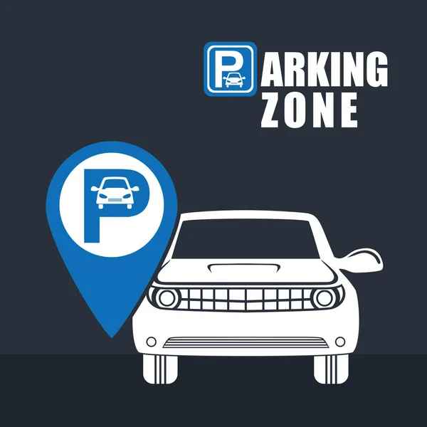 Carro com sinal de estacionamento —  Vetores de Stock
