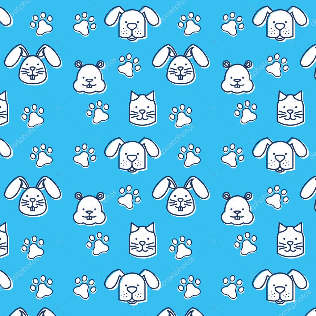 group of pets pattern vector illustration design