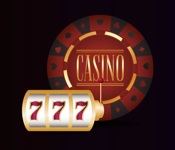Spelmaskin Och Chip Bet Casino Spela Vektorillustration — Stock vektor