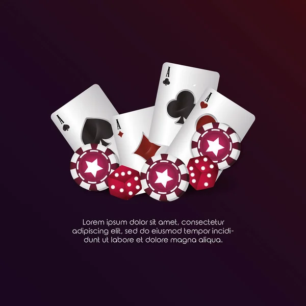 Casino poker as cartes dés jetons jeux — Image vectorielle