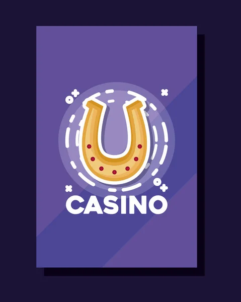 Gouden hoefijzer poker frame gelukcasino — Stockvector