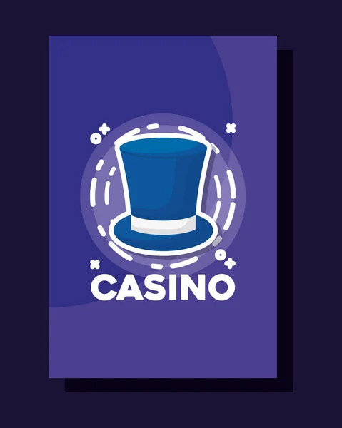 Top hat frame gamble casino conceito — Vetor de Stock