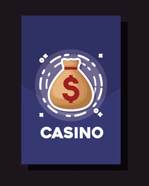 Fortuin geld tas frame gokken casino — Stockvector