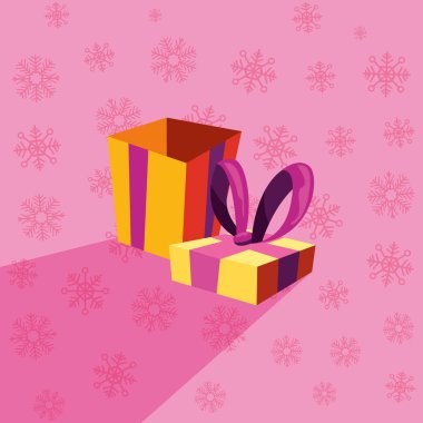 Açık hediye kutusu kar taneleri kutlama vektör çizim