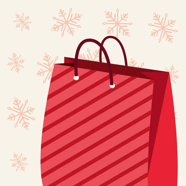 Gestreepte boodschappentas kerst sneeuwvlok — Stockvector