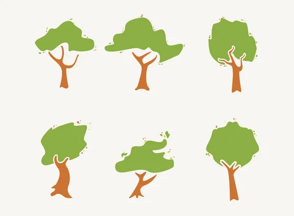 Ensemble d'arbres forêt botanique — Image vectorielle