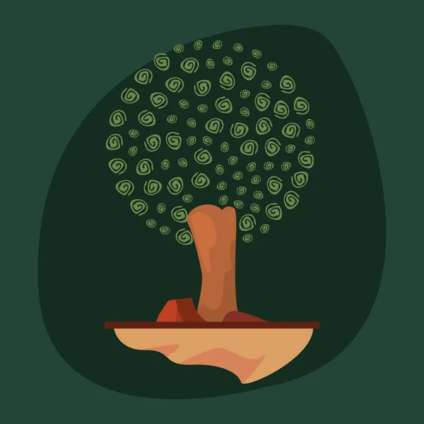 Disegno pietra albero naturale disegno — Vettoriale Stock