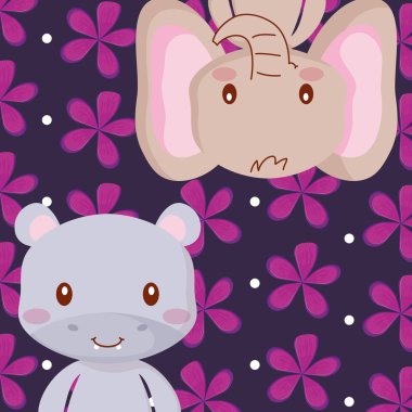 tropik çiçekler ve sevimli hayvanlar tasarım