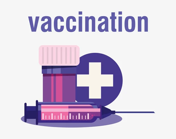 Ikon vaksinasi terkait - Stok Vektor