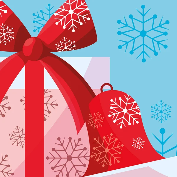 Christmas bell och present låda design — Stock vektor