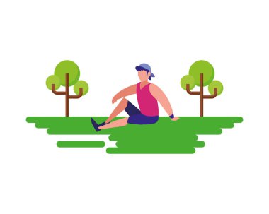 manzara içinde oturan adam