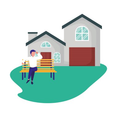 tezgah Bahçe evde oturan adam